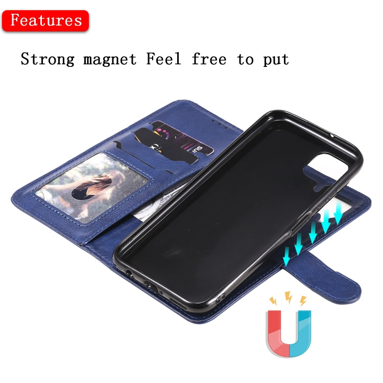 For Huawei P40 Pro 2 in 1 Solid Color Detachable PU Leather Case with Card Slots & Magnetic Holder & Photo Frame & Wallet & Strap