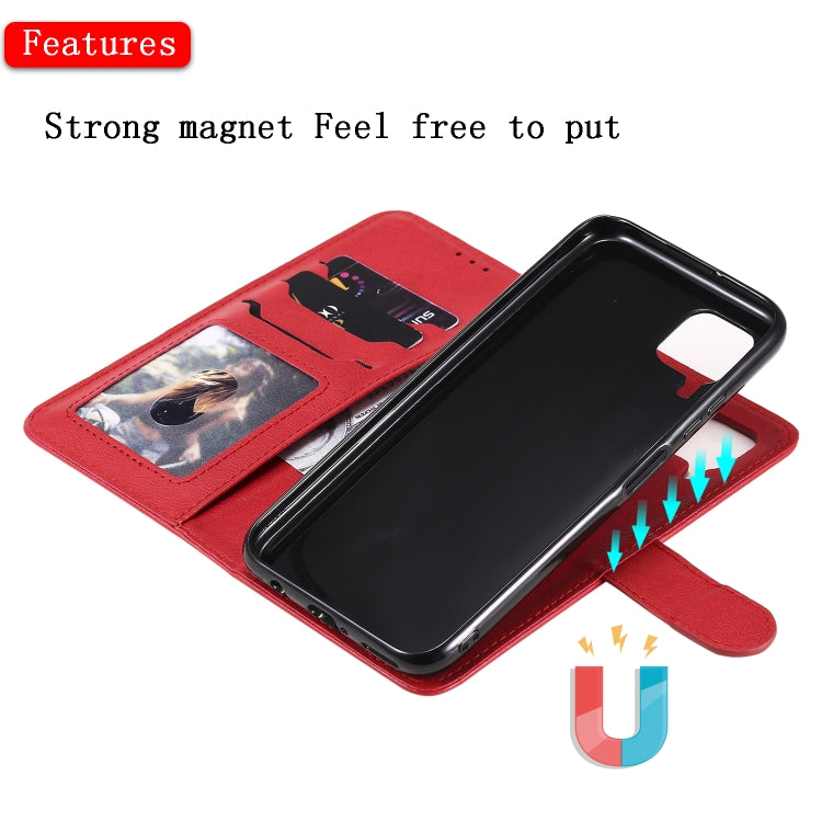 For Huawei P40 Pro 2 in 1 Solid Color Detachable PU Leather Case with Card Slots & Magnetic Holder & Photo Frame & Wallet & Strap