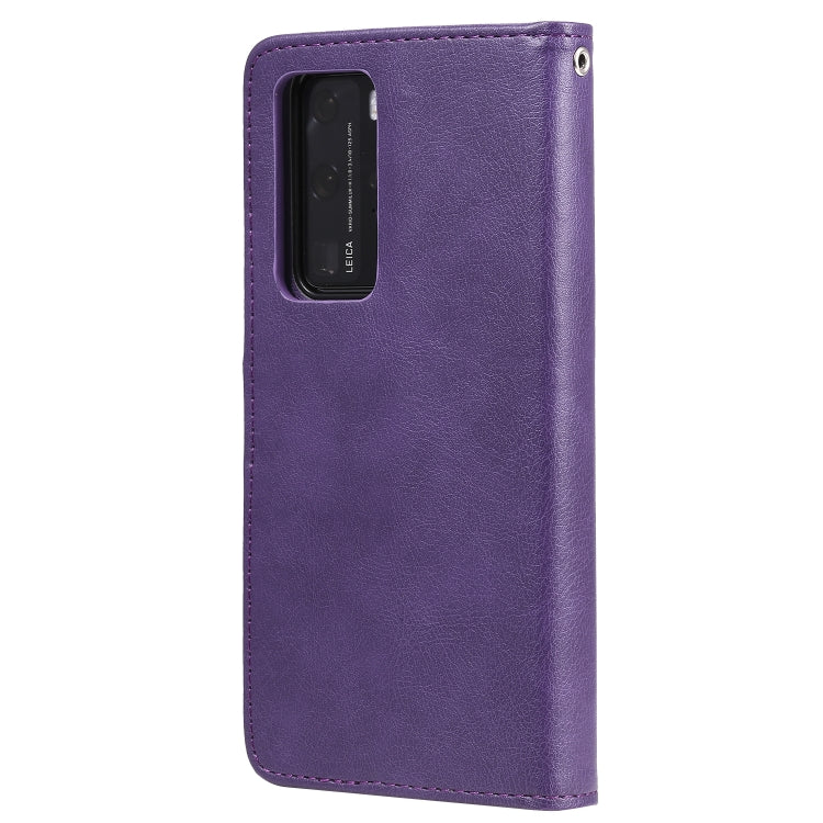For Huawei P40 Lite 2 in 1 Solid Color Detachable PU Leather Case with Card Slots & Magnetic Holder & Photo Frame & Wallet & Strap