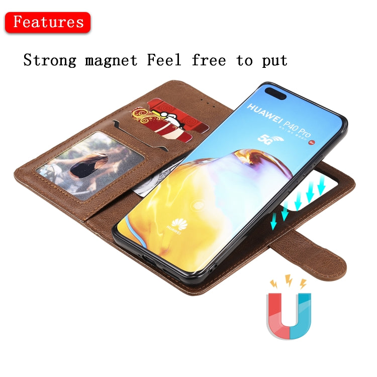 For Huawei P40 Lite 2 in 1 Solid Color Detachable PU Leather Case with Card Slots & Magnetic Holder & Photo Frame & Wallet & Strap