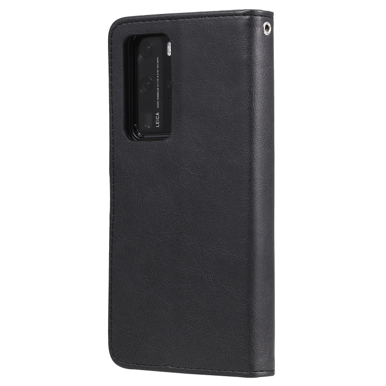 For Huawei P40 Lite 2 in 1 Solid Color Detachable PU Leather Case with Card Slots & Magnetic Holder & Photo Frame & Wallet & Strap