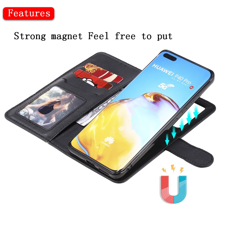For Huawei P40 Lite 2 in 1 Solid Color Detachable PU Leather Case with Card Slots & Magnetic Holder & Photo Frame & Wallet & Strap