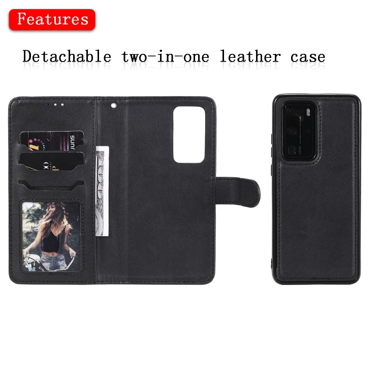 For Huawei P40 Lite 2 in 1 Solid Color Detachable PU Leather Case with Card Slots & Magnetic Holder & Photo Frame & Wallet & Strap