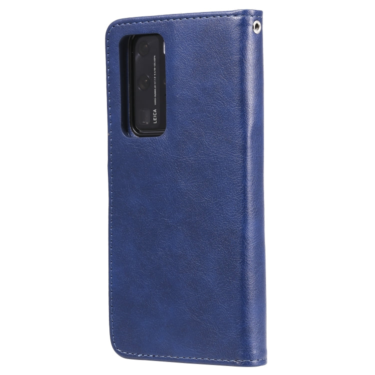 For Huawei P40 Lite 2 in 1 Solid Color Detachable PU Leather Case with Card Slots & Magnetic Holder & Photo Frame & Wallet & Strap