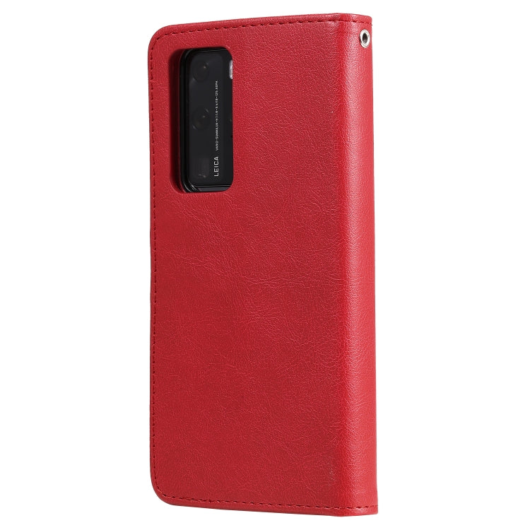 For Huawei P40 Lite 2 in 1 Solid Color Detachable PU Leather Case with Card Slots & Magnetic Holder & Photo Frame & Wallet & Strap