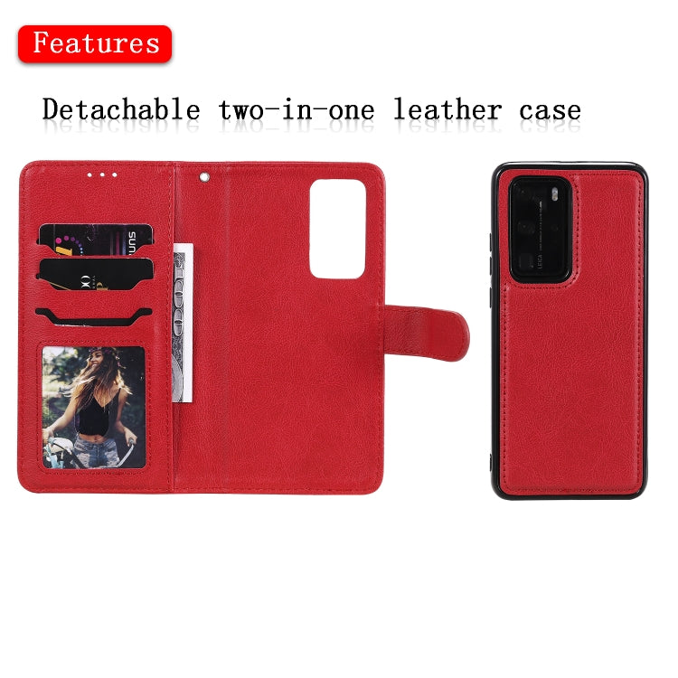 For Huawei P40 Lite 2 in 1 Solid Color Detachable PU Leather Case with Card Slots & Magnetic Holder & Photo Frame & Wallet & Strap