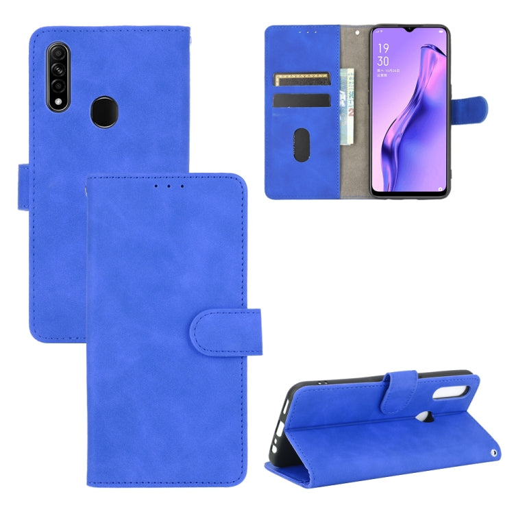 For OPPO A8 / A31 (2020) Solid Color Skin Feel Magnetic Buckle Horizontal Flip Calf Texture PU Leather Case with Holder & Card Slots & Wallet