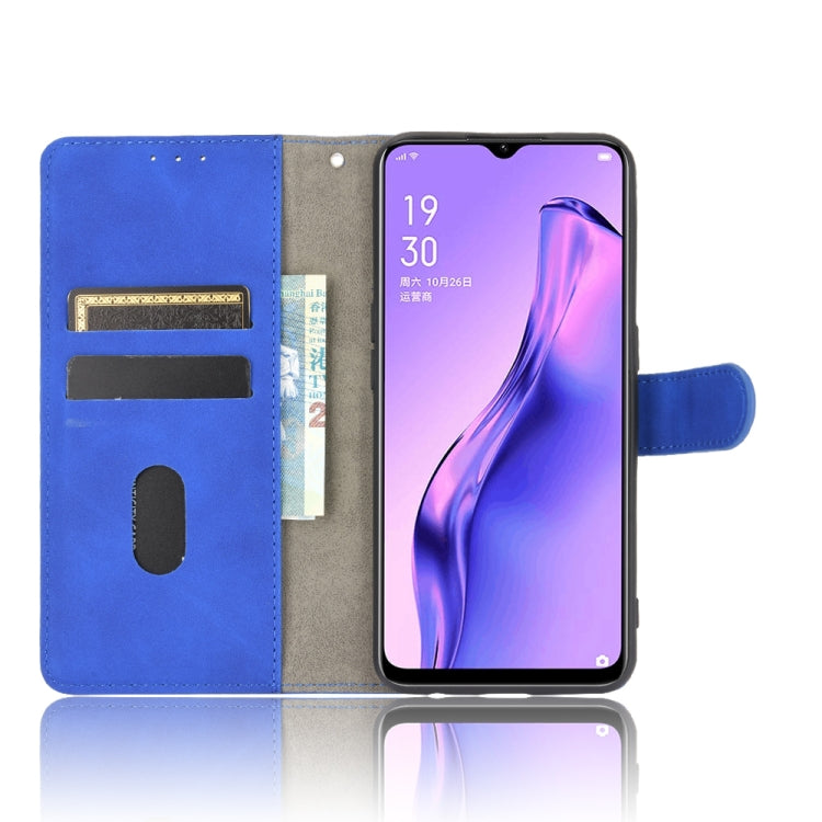 For OPPO A8 / A31 (2020) Solid Color Skin Feel Magnetic Buckle Horizontal Flip Calf Texture PU Leather Case with Holder & Card Slots & Wallet