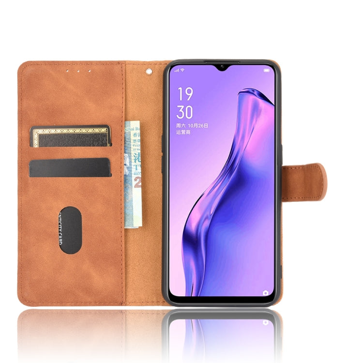 For OPPO A8 / A31 (2020) Solid Color Skin Feel Magnetic Buckle Horizontal Flip Calf Texture PU Leather Case with Holder & Card Slots & Wallet