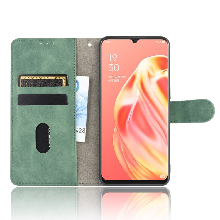 For OPPO A91 / F15 / Reno3(Southeast Asia Version) Solid Color Skin Feel Magnetic Buckle Horizontal Flip Calf Texture PU Leather Case with Holder & Card Slots & Wallet
