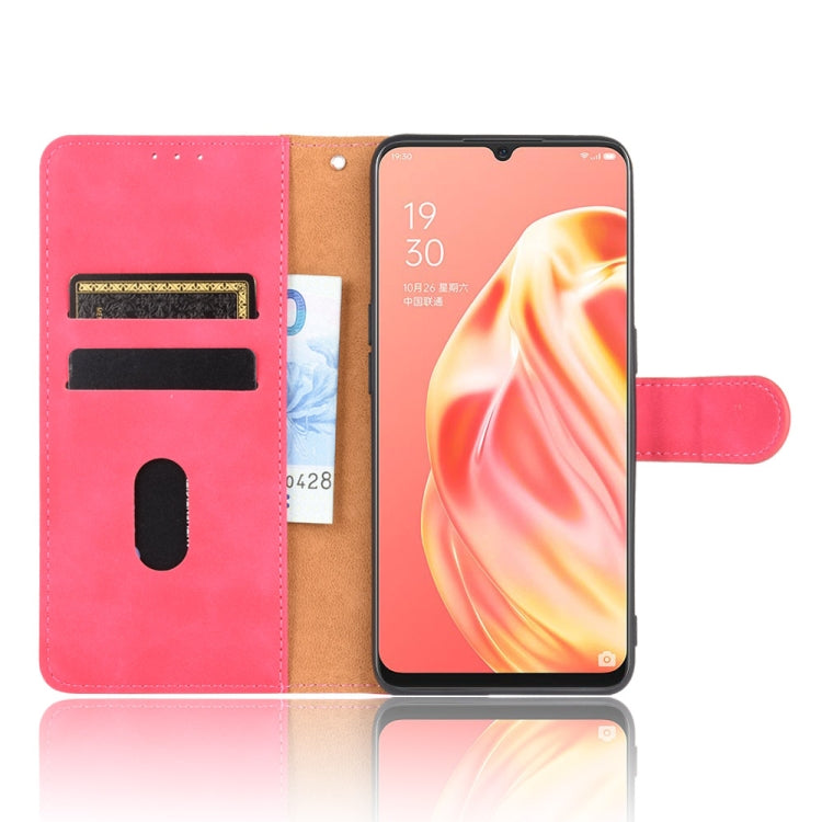 For OPPO A91 / F15 / Reno3(Southeast Asia Version) Solid Color Skin Feel Magnetic Buckle Horizontal Flip Calf Texture PU Leather Case with Holder & Card Slots & Wallet