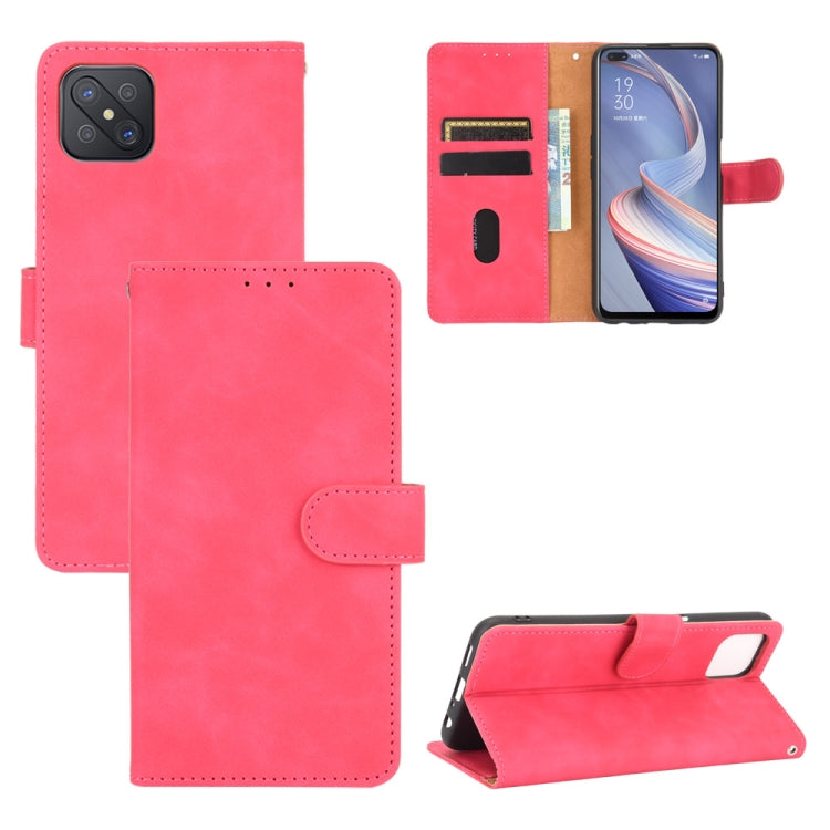 For OPPO A92s Solid Color Skin Feel Magnetic Buckle Horizontal Flip Calf Texture PU Leather Case with Holder & Card Slots & Wallet