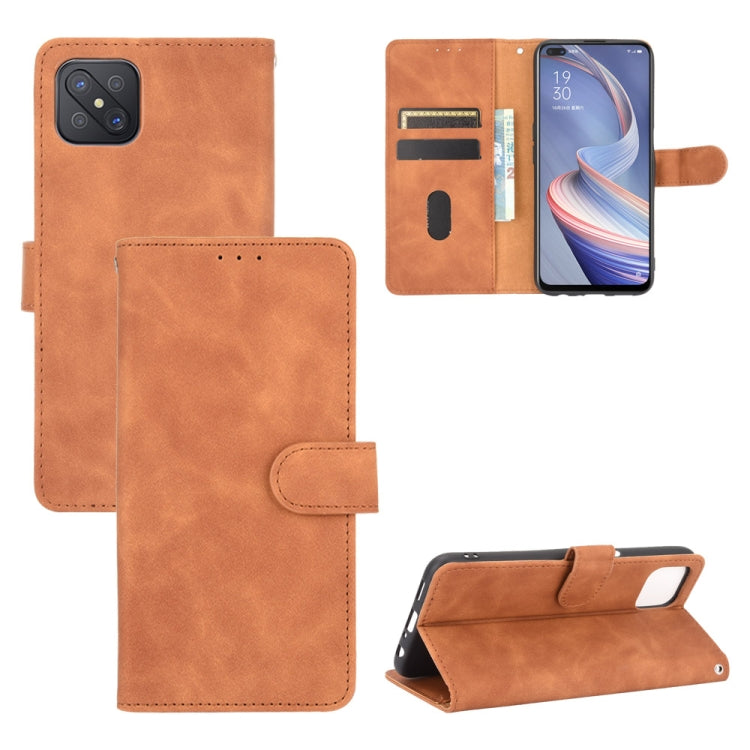 For OPPO A92s Solid Color Skin Feel Magnetic Buckle Horizontal Flip Calf Texture PU Leather Case with Holder & Card Slots & Wallet