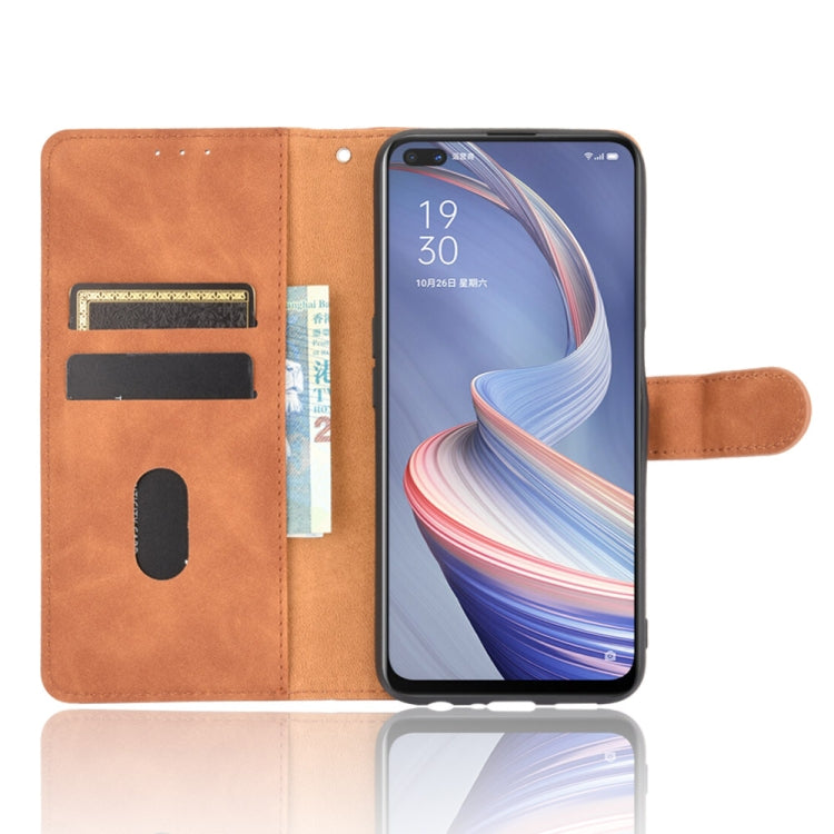 For OPPO A92s Solid Color Skin Feel Magnetic Buckle Horizontal Flip Calf Texture PU Leather Case with Holder & Card Slots & Wallet