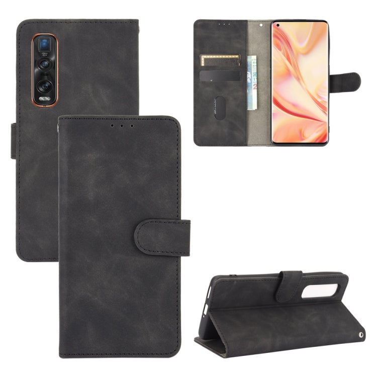 For OPPO Find X2 Pro Solid Color Skin Feel Magnetic Buckle Horizontal Flip Calf Texture PU Leather Case with Holder & Card Slots & Wallet