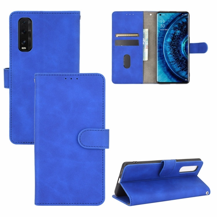 For OPPO Find X2 Solid Color Skin Feel Magnetic Buckle Horizontal Flip Calf Texture PU Leather Case with Holder & Card Slots & Wallet