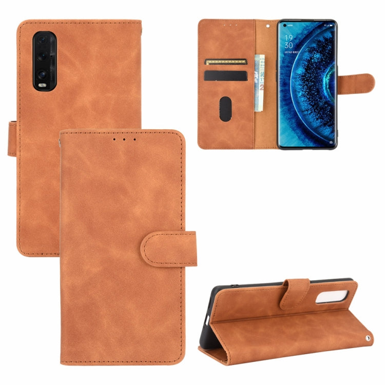 For OPPO Find X2 Solid Color Skin Feel Magnetic Buckle Horizontal Flip Calf Texture PU Leather Case with Holder & Card Slots & Wallet