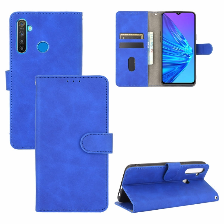 For OPPO Realme 5 Pro / Realme Q Solid Color Skin Feel Magnetic Buckle Horizontal Flip Calf Texture PU Leather Case with Holder & Card Slots & Wallet