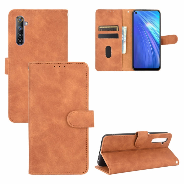 For OPPO Realme 6 Solid Color Skin Feel Magnetic Buckle Horizontal Flip Calf Texture PU Leather Case with Holder & Card Slots & Wallet