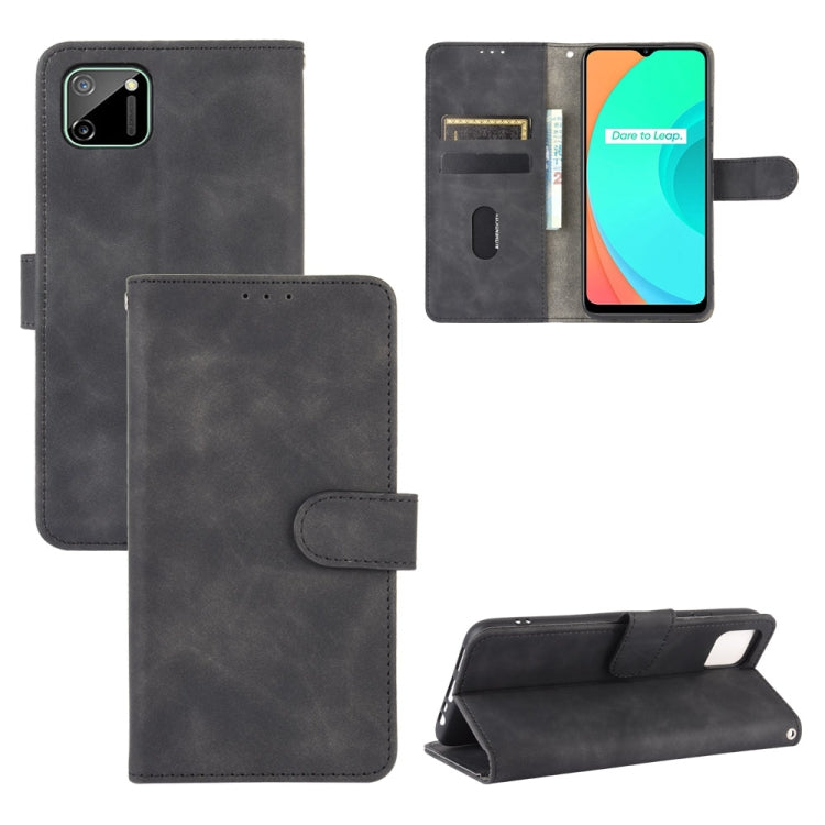 For OPPO Realme C11 Solid Color Skin Feel Magnetic Buckle Horizontal Flip Calf Texture PU Leather Case with Holder & Card Slots & Wallet