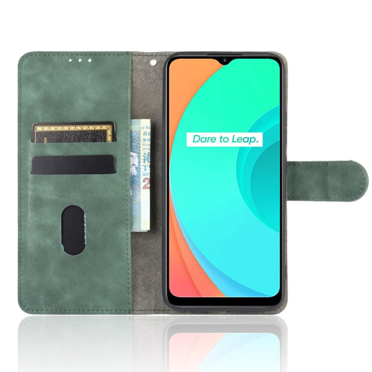 For OPPO Realme C11 Solid Color Skin Feel Magnetic Buckle Horizontal Flip Calf Texture PU Leather Case with Holder & Card Slots & Wallet
