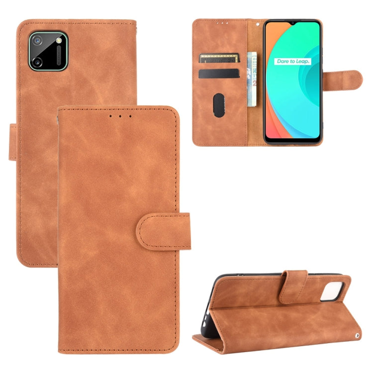 For OPPO Realme C11 Solid Color Skin Feel Magnetic Buckle Horizontal Flip Calf Texture PU Leather Case with Holder & Card Slots & Wallet
