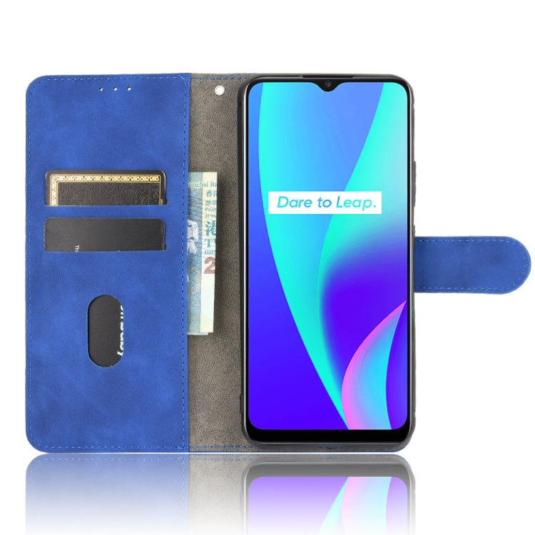 For OPPO Realme C15 Solid Color Skin Feel Magnetic Buckle Horizontal Flip Calf Texture PU Leather Case with Holder & Card Slots & Wallet