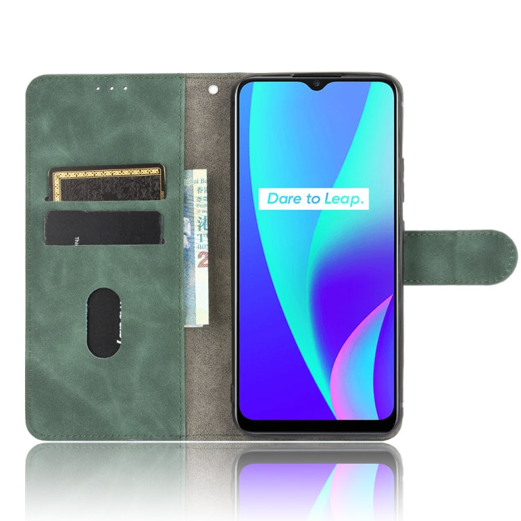 For OPPO Realme C15 Solid Color Skin Feel Magnetic Buckle Horizontal Flip Calf Texture PU Leather Case with Holder & Card Slots & Wallet