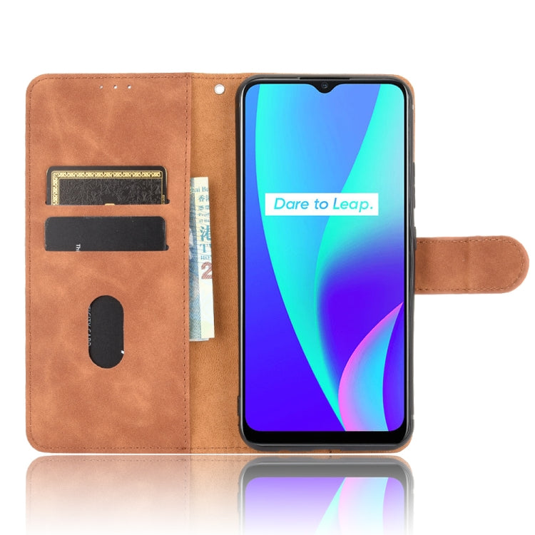 For OPPO Realme C15 Solid Color Skin Feel Magnetic Buckle Horizontal Flip Calf Texture PU Leather Case with Holder & Card Slots & Wallet