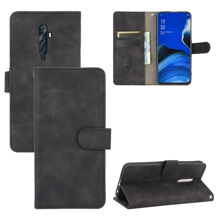For OPPO Reno2 Z / F Solid Color Skin Feel Magnetic Buckle Horizontal Flip Calf Texture PU Leather Case with Holder & Card Slots & Wallet