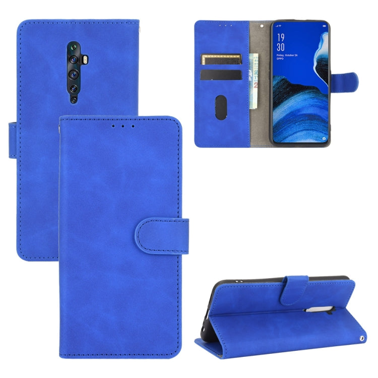 For OPPO Reno2 Z / F Solid Color Skin Feel Magnetic Buckle Horizontal Flip Calf Texture PU Leather Case with Holder & Card Slots & Wallet