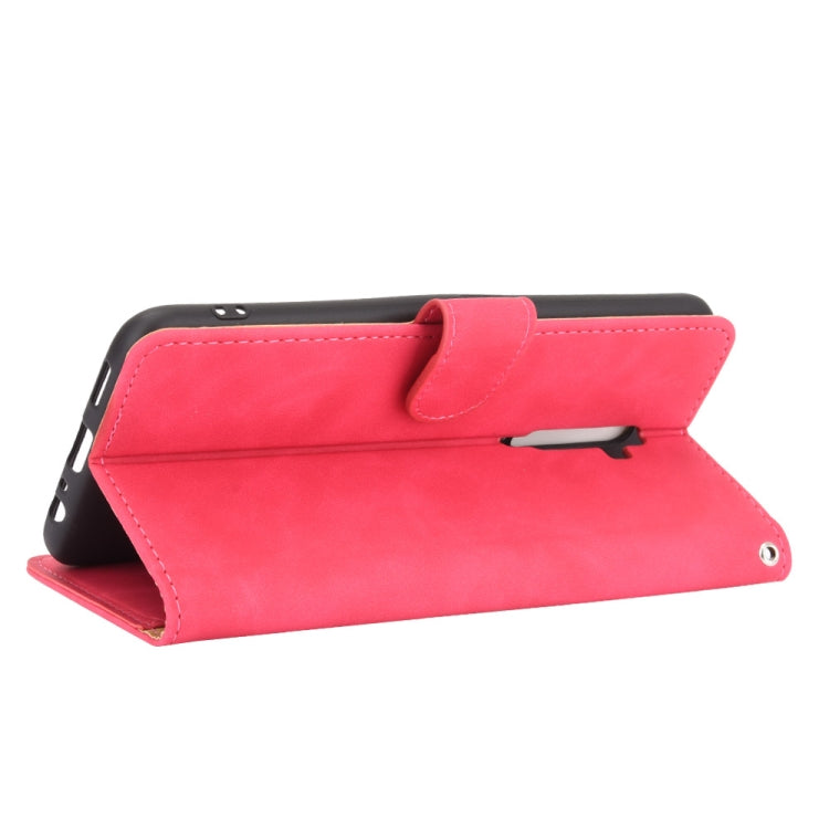 For OPPO Reno2 Z / F Solid Color Skin Feel Magnetic Buckle Horizontal Flip Calf Texture PU Leather Case with Holder & Card Slots & Wallet