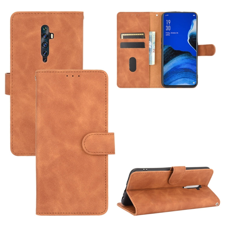 For OPPO Reno2 Z / F Solid Color Skin Feel Magnetic Buckle Horizontal Flip Calf Texture PU Leather Case with Holder & Card Slots & Wallet