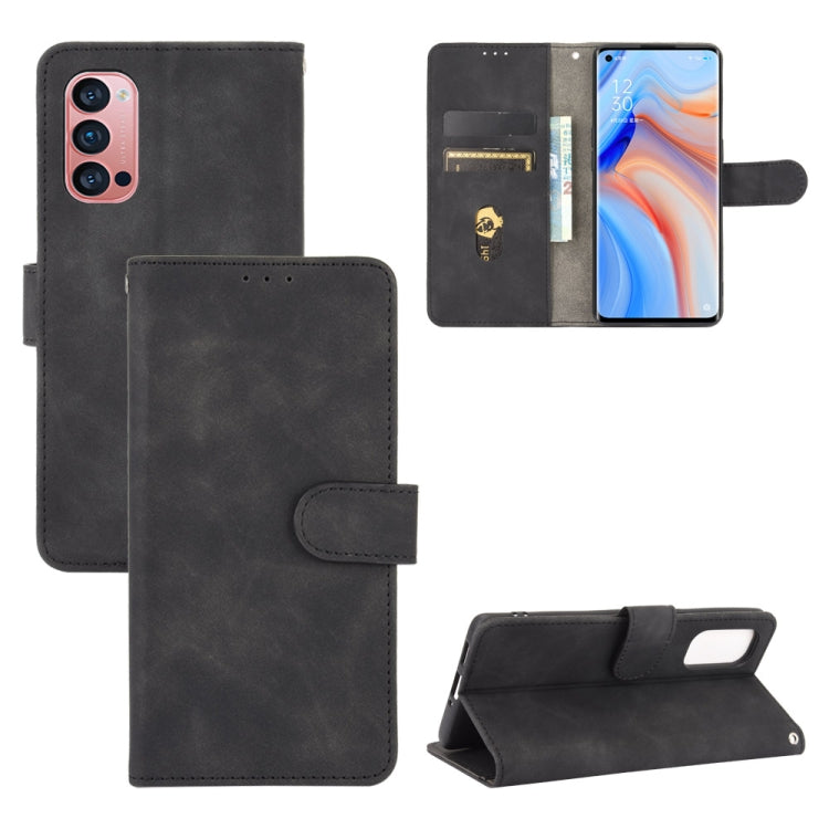 For OPPO Reno4 Pro 5G Solid Color Skin Feel Magnetic Buckle Horizontal Flip Calf Texture PU Leather Case with Holder & Card Slots & Wallet