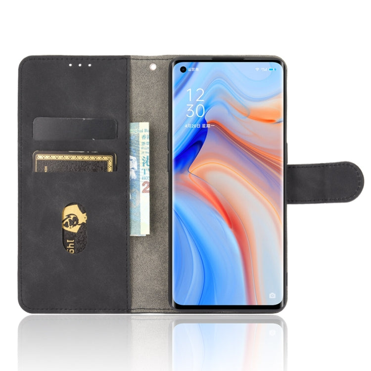 For OPPO Reno4 Pro 5G Solid Color Skin Feel Magnetic Buckle Horizontal Flip Calf Texture PU Leather Case with Holder & Card Slots & Wallet