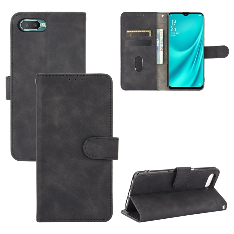 For OPPO Reno A Solid Color Skin Feel Magnetic Buckle Horizontal Flip Calf Texture PU Leather Case with Holder & Card Slots & Wallet