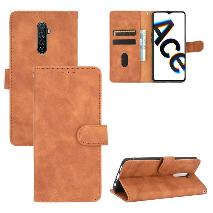 For OPPO Reno Ace / Realme X2 Pro Solid Color Skin Feel Magnetic Buckle Horizontal Flip Calf Texture PU Leather Case with Holder & Card Slots & Wallet
