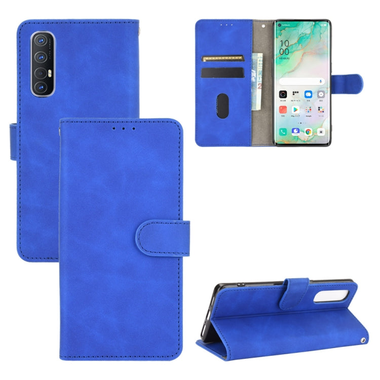 For OPPO Reno3 5G (Japanese Version) Solid Color Skin Feel Magnetic Buckle Horizontal Flip Calf Texture PU Leather Case with Holder & Card Slots & Wallet