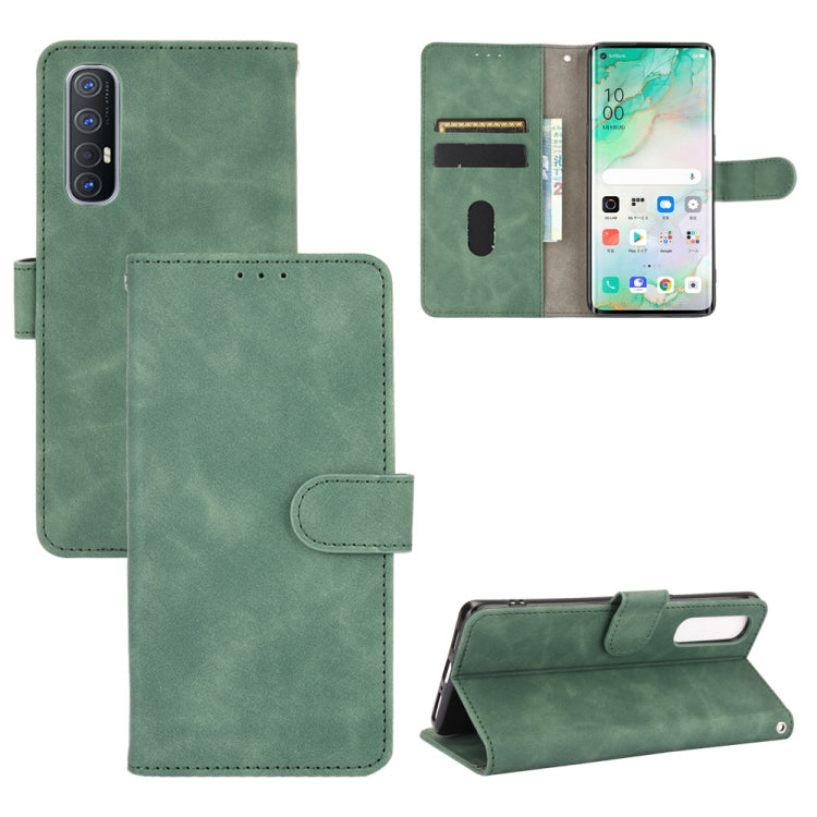 For OPPO Reno3 5G (Japanese Version) Solid Color Skin Feel Magnetic Buckle Horizontal Flip Calf Texture PU Leather Case with Holder & Card Slots & Wallet