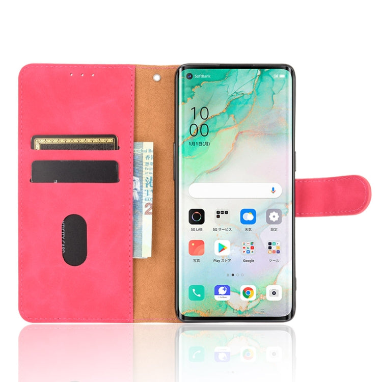 For OPPO Reno3 5G (Japanese Version) Solid Color Skin Feel Magnetic Buckle Horizontal Flip Calf Texture PU Leather Case with Holder & Card Slots & Wallet