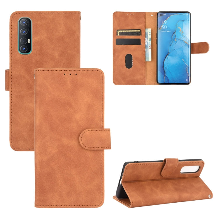 For OPPO Reno3 Pro 5G Solid Color Skin Feel Magnetic Buckle Horizontal Flip Calf Texture PU Leather Case with Holder & Card Slots & Wallet