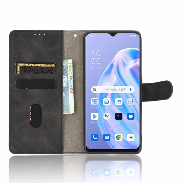 For OPPO Reno3 A(Japanese Version) Solid Color Skin Feel Magnetic Buckle Horizontal Flip Calf Texture PU Leather Case with Holder & Card Slots & Wallet