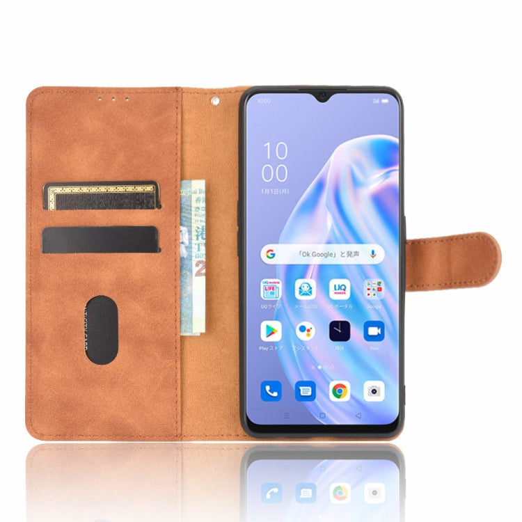 For OPPO Reno3 A(Japanese Version) Solid Color Skin Feel Magnetic Buckle Horizontal Flip Calf Texture PU Leather Case with Holder & Card Slots & Wallet