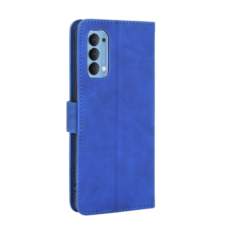 For OPPO Reno4 4G Solid Color Skin Feel Magnetic Buckle Horizontal Flip Calf Texture PU Leather Case with Holder & Card Slots & Wallet