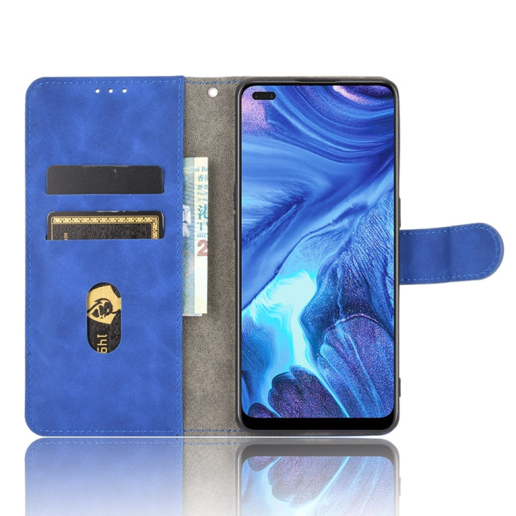For OPPO Reno4 4G Solid Color Skin Feel Magnetic Buckle Horizontal Flip Calf Texture PU Leather Case with Holder & Card Slots & Wallet