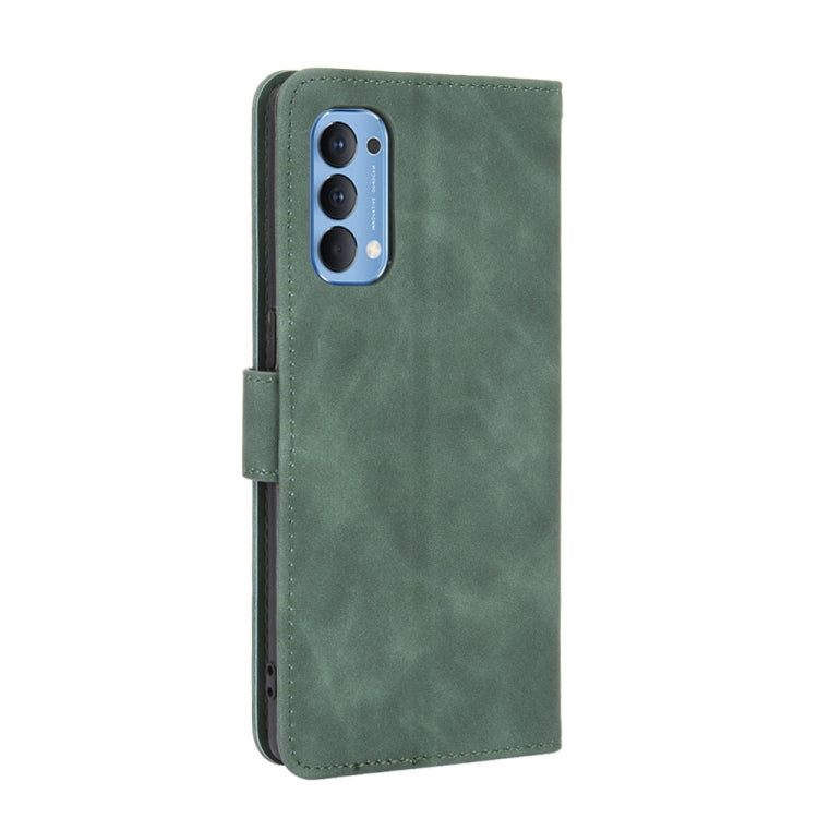 For OPPO Reno4 4G Solid Color Skin Feel Magnetic Buckle Horizontal Flip Calf Texture PU Leather Case with Holder & Card Slots & Wallet