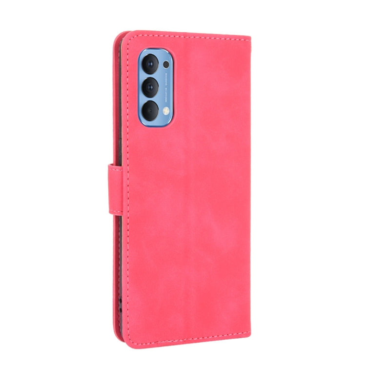 For OPPO Reno4 4G Solid Color Skin Feel Magnetic Buckle Horizontal Flip Calf Texture PU Leather Case with Holder & Card Slots & Wallet