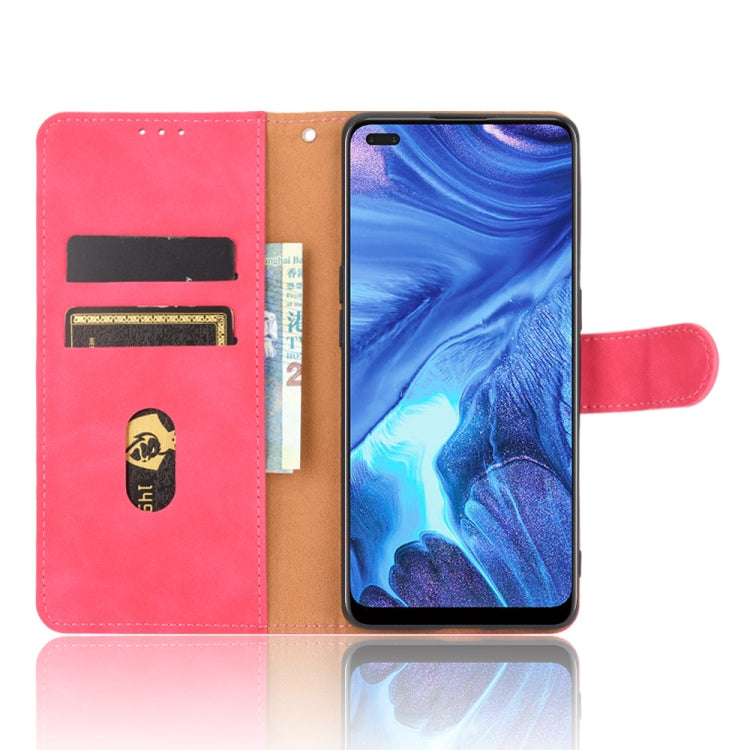 For OPPO Reno4 4G Solid Color Skin Feel Magnetic Buckle Horizontal Flip Calf Texture PU Leather Case with Holder & Card Slots & Wallet