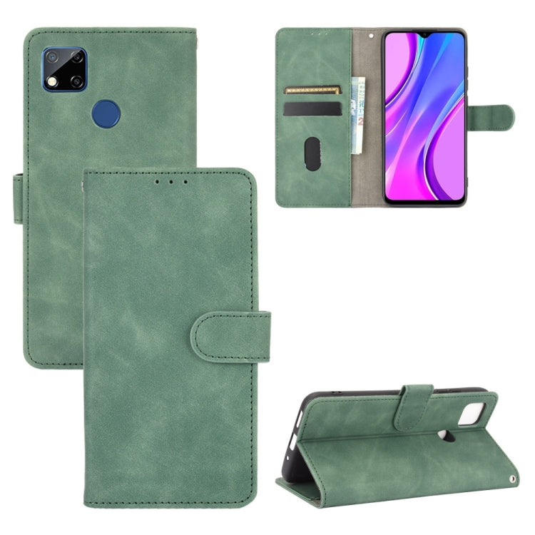 For Xiaomi Redmi 9C Solid Color Skin Feel Magnetic Buckle Horizontal Flip Calf Texture PU Leather Case with Holder & Card Slots & Wallet