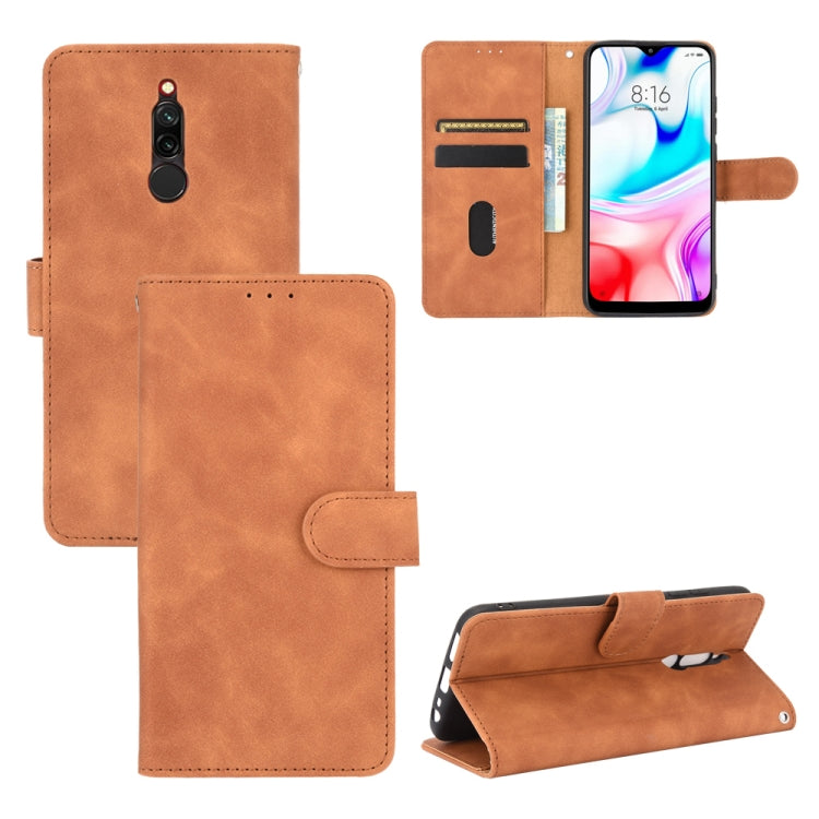 For Xiaomi Redmi 8 Solid Color Skin Feel Magnetic Buckle Horizontal Flip Calf Texture PU Leather Case with Holder & Card Slots & Wallet